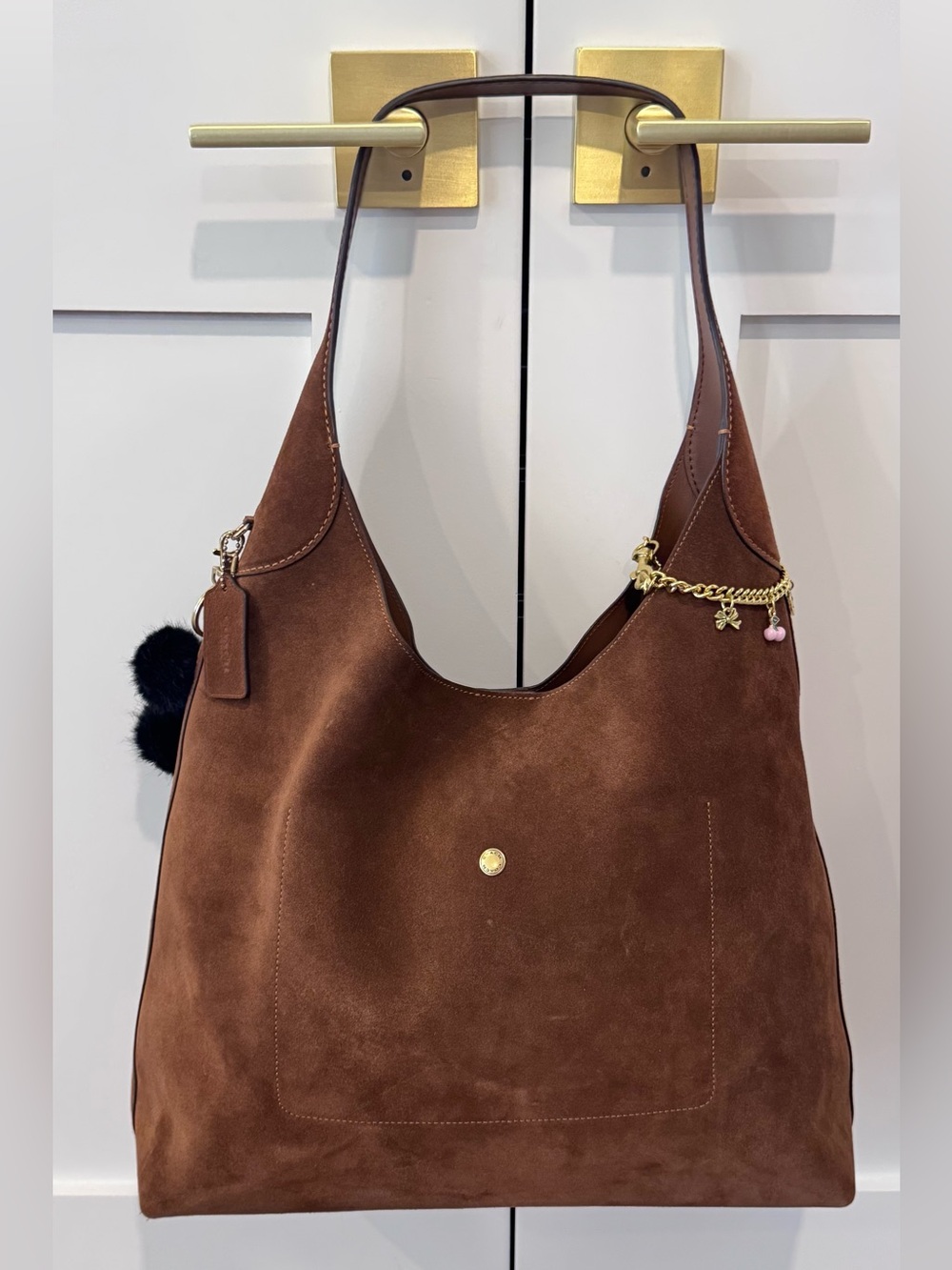 Coach Brooklyn 39 in Warm Brown Suede Hobo Bag - Picture 3 of 8